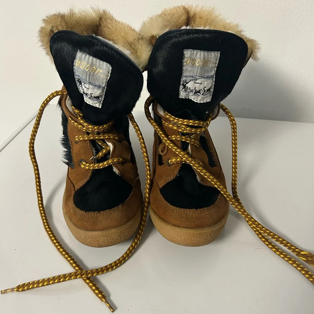 Oscar Sport ELISA Italy suede goat fur calf-hair fringe boots 39 (US 8)